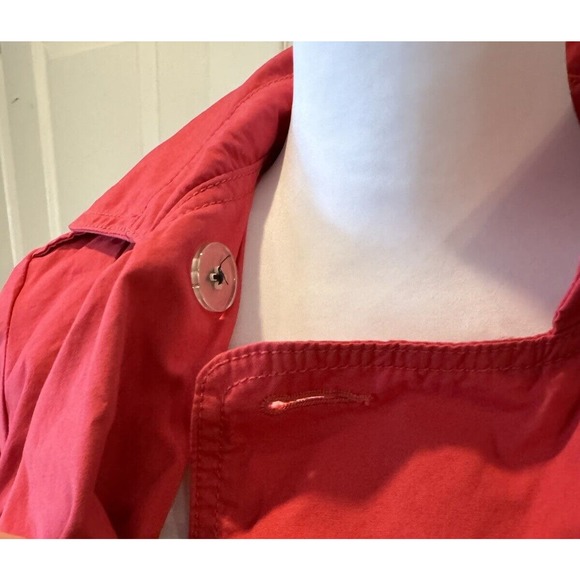 Gap Womens Trench Coat Double Breasted Belted Hot Pink Size M Spring Jacket - Picture 12 of 15